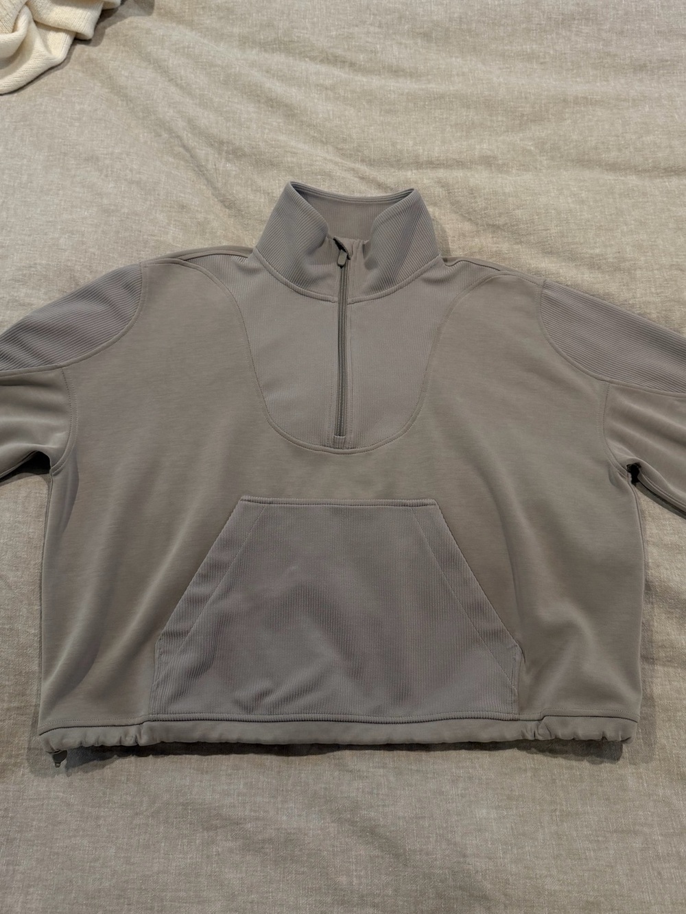 Lululemon Brushed Softstreme Half Zip - Pale Green / Light Gray